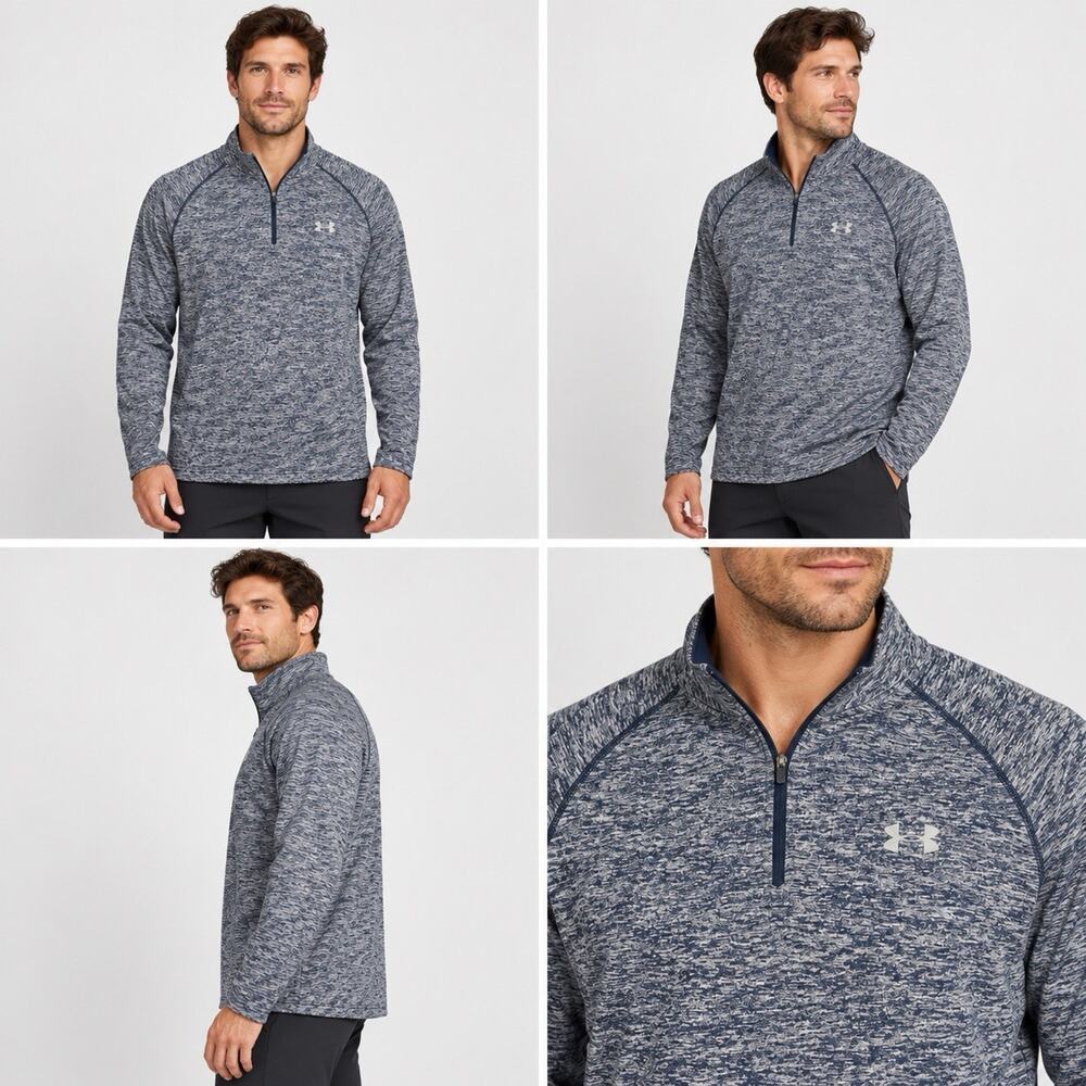 Under Armour HeatGear Quarter Zip Pullover Mens XL Gray Space Dye Loose Fit